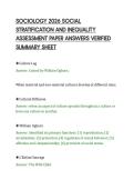 SOCIOLOGY 2026 SOCIAL&NewLine;STRATIFICATION AND INEQUALITY&NewLine;ASSESSMENT PAPER ANSWERS VERIFIED&NewLine;SUMMARY SHEET&NewLine;