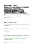 SOCIOLOGY FINAL&NewLine;STRAIGHTERLINE EXAM UPDATED&NewLine;ACTUAL EXAM PAPER 2026&NewLine;COMPLETE QUESTIONS AND&NewLine;CORRECT ANSWERS GRADED A&plus;