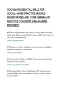 SOCW6101 ESSENTIAL SKILLS FOR&NewLine;SOCIAL WORK PRACTICE MODULE&NewLine;REVIEW NOTES AND CORE GENERALIST&NewLine;PRACTICE CONCEPTS 2026 MASTER&NewLine;RESOURCE&NewLine;