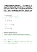 SOFTWARE ENGINEERING CHAPTER 7 9TH&NewLine;EDITION CERTIFICATION EVALUATION 2026&NewLine;FULL SOLUTION VIEW AHEAD QUESTIONS