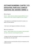 SOFTWARE ENGINEERING CHAPTER 7 9TH&NewLine;EDITION FINAL PAPER 2026 COMPLETE&NewLine;QUESTIONS AND ANSWERS VERIFIED A&plus;