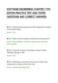 SOFTWARE ENGINEERING CHAPTER 7 9TH&NewLine;EDITION PRACTICE TEST 2026 TESTED&NewLine;QUESTIONS AND CORRECT ANSWERS&NewLine;
