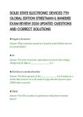 SOLID STATE ELECTRONIC DEVICES 7TH&NewLine;GLOBAL EDITION STREETMAN & BANERJEE&NewLine;EXAM REVIEW 2026 UPDATED QUESTIONS&NewLine;AND CORRECT SOLUTIONS