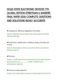 SOLID STATE ELECTRONIC DEVICES 7TH&NewLine;GLOBAL EDITION STREETMAN & BANERJEE&NewLine;FINAL PAPER 2026 COMPLETE QUESTIONS&NewLine;AND SOLUTIONS HIGHLY ACCURATE