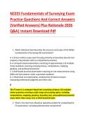 NCEES Fundamentals of Surveying Exam &NewLine;Practice Questions And Correct Answers &NewLine;&lpar;Verified Answers&rpar; Plus Rationale 2026 &NewLine;Q&A&vert; Instant Download Pdf 
