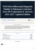 NURS 8026 Differential Diagnosis Module 12 Pulmonary Function Tests &lpar;PFT&rpar; Questions & Answers 2026&sol;2027 &vert; Updated Edition