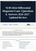 NURS 8026 Differential Diagnosis Exam 3 Questions & Answers 2026&sol;2027 &vert; Updated Review