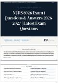 NURS 8026 Exam 1 Questions & Answers 2026&sol;2027 &vert; Latest Exam Questions