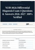 NURS 8026 Differential Diagnosis Exam 4 Questions & Answers 2026&sol;2027 &vert; 100&percnt; Verified