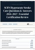 SCRN Hyperacute Stroke Care Questions & Answers 2026&sol;2027 &vert; Essential Certification Review