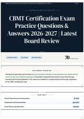CBMT Certification Exam Practice Questions & Answers 2026-2027 &vert; Latest Board Review