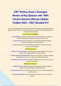 CNT Written Exam &vert; Strategies Review of Key Quizzes with 100&percnt; Correct Answers &vert;Newest Update Verified 2026 &ndash; 2027 &lpar;Graded A&plus;&rpar;&NewLine;