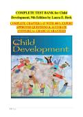 Child Development&comma; 9th Edition by Laura E&period; Berk &colon; Comprehensive Test Bank &semi; Complete Chapters 1&ndash;15 Exam Questions &vert; Verified & Thorough Answers