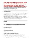 HESI A2 Anatomy & Physiology Exam 2026 &vert; Practice Questions&comma; Verified Answers & In-Depth Rationales &vert; Versions 1 & 2 &vert; Just Released This Year PDF &vert; Updated This Year
