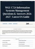 WGU C724 Information Systems Management Questions & Answers 2026-2027 &vert; Latest OA Guide