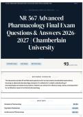 NR 567 Advanced Pharmacology Final Exam Questions & Answers 2026-2027 &vert; Chamberlain University
