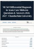 NR 569 Differential Diagnosis in Acute Care Midterm Questions & Answers 2026-2027 &vert; Chamberlain University