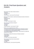 DA 101- Final Exam Questions and Answers