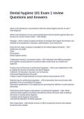 Dental hygiene 101 Exam 1 review Questions and Answers