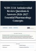 NURS 5334 Antimicrobial Review Questions & Answers 2026-2027 &vert; Essential Pharmacology Concepts