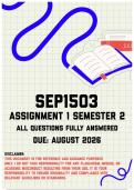 SEP1503 Assignment 1 Semester 2 MEMO &vert; Due August 2026