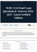 NURS 5334 Final Exam Questions & Answers 2026-2027 &vert; Latest Verified Edition