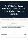 NAB NHA Core Exam Questions & Answers 2026-2027 &vert; Updated Practice Questions