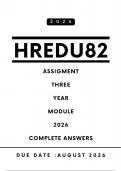 HREDU82 Assignment 3 Answers - Year Module&comma; 2026 &vert; Due Date August 2026