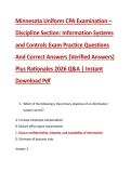 Minnesota Uniform CPA Examination &ndash; &NewLine;Discipline Section&colon; Information Systems &NewLine;and Controls Exam Practice Questions &NewLine;And Correct Answers &lpar;Verified Answers&rpar; &NewLine;Plus Rationales 2026 Q&A &vert; Instant &NewLine;Download Pdf