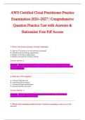 AWS Certified Cloud Practitioner Practice &NewLine;Examination 2026&ndash;2027 &vert; Comprehensive &NewLine;Question Practice Test with Answers & &NewLine;Rationales&vert; Free Pdf Access