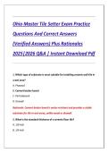 Ohio Master Tile Setter Exam Practice Questions and Correct Answers &lpar;Verified Q&A with Rationales&rpar; for 2025&ndash;2027&NewLine;&NewLine;