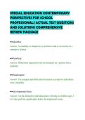 SPECIAL EDUCATION CONTEMPORARY&NewLine;PERSPECTIVES FOR SCHOOL&NewLine;PROFESSIONALS ACTUAL TEST QUESTIONS&NewLine;AND SOLUTIONS COMPREHENSIVE&NewLine;REVIEW PACKAGE
