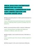 SPECIAL EDUCATION CONTEMPORARY&NewLine;PERSPECTIVES FOR SCHOOL&NewLine;PROFESSIONALS COMPREHENSIVE EXAM&NewLine;SCRIPT VERIFIED QUESTIONS AND&NewLine;SOLUTIONS GRADED APLUS