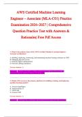 AWS Certified Machine Learning &NewLine;Specialty Exam &lpar;AGACNP-C&rpar;&NewLine;2026&ndash;2027 &vert; Comprehensive Question&NewLine;Practice Test with Answers &&NewLine;Rationales&vert; Free Pdf Access