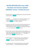 WATER RESTORATION exam IICRC &NewLine;Questions and Answers Updated &NewLine;2026&sol;2027 Version &vert; Verified Answers