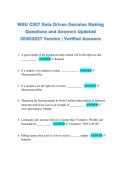 WGU C207 Data Driven Decision Making &NewLine;Questions and Answers Updated &NewLine;2026&sol;2027 Version &vert; Verified Answers 