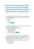 WGU C207 Pre Assessment Multi Choice &NewLine;Version Data-Driven Decision Making &NewLine;&lpar;PVPC&rpar; Questions and Answers Updated &NewLine;2026&sol;2027 Version &vert; Verified Answers 