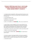 Pediatric HESI &lpar;Specialty&rpar; Exam &vert; child health nursing &vert; Questions and Correct Answers &vert; Newly Updated 2026&sol;27 &vert; Graded A&plus;