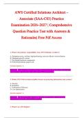 AWS Certified Solutions Architect &ndash; &NewLine;Associate &lpar;SAA-C03&rpar; Practice &NewLine;Examination 2026&ndash;2027 &vert; Comprehensive &NewLine;Question Practice Test with Answers & &NewLine;Rationales&vert; Free Pdf Access