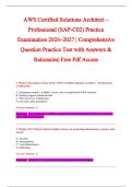 AWS Certified Solutions Architect &ndash; &NewLine;Professional &lpar;SAP-C02&rpar; Practice &NewLine;Examination 2026&ndash;2027 &vert; Comprehensive &NewLine;Question Practice Test with Answers & &NewLine;Rationales&vert; Free Pdf Access