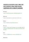 STATISTICS FOR PEOPLE WHO THINK THEY&NewLine;HATE STATISTICS FINAL PAPER SOLVED&NewLine;QUESTIONS WITH COMPLETE ANSWERS&NewLine;