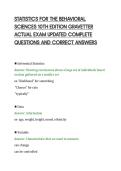 STATISTICS FOR THE BEHAVIORAL&NewLine;SCIENCES 10TH EDITION GRAVETTER&NewLine;ACTUAL EXAM UPDATED COMPLETE&NewLine;QUESTIONS AND CORRECT ANSWERS