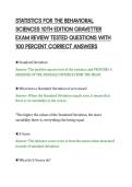 STATISTICS FOR THE BEHAVIORAL&NewLine;SCIENCES 10TH EDITION GRAVETTER&NewLine;EXAM REVIEW TESTED QUESTIONS WITH&NewLine;100 PERCENT CORRECT ANSWERS&NewLine;