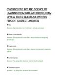 STATISTICS THE ART AND SCIENCE OF&NewLine;LEARNING FROM DATA 5TH EDITION EXAM&NewLine;REVIEW TESTED QUESTIONS WITH 100&NewLine;PERCENT CORRECT ANSWERS