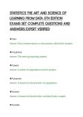 STATISTICS THE ART AND SCIENCE OF&NewLine;LEARNING FROM DATA 5TH EDITION&NewLine;EXAMS SET COMPLETE QUESTIONS AND&NewLine;ANSWERS EXPERT VERIFIED