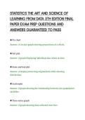 STATISTICS THE ART AND SCIENCE OF&NewLine;LEARNING FROM DATA 5TH EDITION FINAL&NewLine;PAPER EXAM PREP QUESTIONS AND&NewLine;ANSWERS GUARANTEED TO PASS&NewLine;