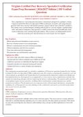 VIRGINIA CPRS CERTIFICATION EXAM 2026&sol;2027 &vert; 250 Practice Questions with Verified Answers & Detailed Rationales