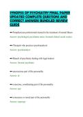SYNOPSIS OF PSYCHIATRY FINAL PAPER&NewLine;UPDATED COMPLETE QUESTIONS AND&NewLine;CORRECT ANSWERS BUNDLED REVIEW&NewLine;GUIDE