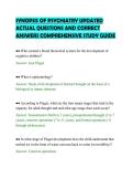 SYNOPSIS OF PSYCHIATRY UPDATED&NewLine;ACTUAL QUESTIONS AND CORRECT&NewLine;ANSWERS COMPREHENSIVE STUDY GUIDE&NewLine;