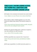TCEQ CLASS C WATER LICENSE ACTUAL&NewLine;TEST PAPER FULL QUESTIONS AND&NewLine;ACCURATE ANSWERS GRADED APLUS&NewLine;